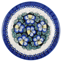 A picture of a Polish Pottery 8.5" Salad Plate (Pansies) | T134S-JZB as shown at PolishPotteryOutlet.com/products/85-salad-plate-pansies