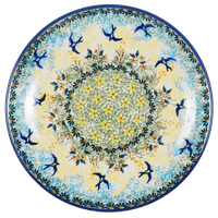 A picture of a Polish Pottery 8.5" Salad Plate (Soaring Swallows) | T134S-WK57 as shown at PolishPotteryOutlet.com/products/85-salad-plate-soaring-swallows
