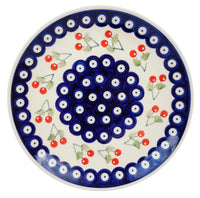 A picture of a Polish Pottery 8.5" Salad Plate (Cherry Dot) | T134T-70WI as shown at PolishPotteryOutlet.com/products/85-salad-plate-cherry-dot