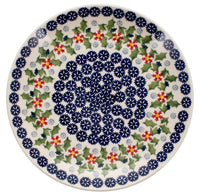 A picture of a Polish Pottery 8.5" Salad Plate (Holly in Bloom) | T134T-IN13 as shown at PolishPotteryOutlet.com/products/round-salad-plate-t134t-in13