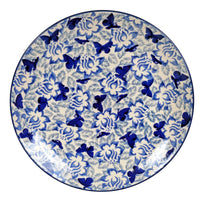 A picture of a Polish Pottery 8.5" Salad Plate (Dusty Blue Butterflies) | T134U-AS56 as shown at PolishPotteryOutlet.com/products/8-5-salad-plate-dusty-blue-butterflies
