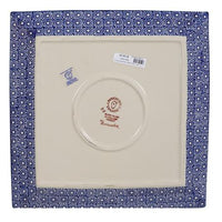 A picture of a Polish Pottery 11.25" Square Dinner Plate (Ruby Duet) | T145S-DPLC as shown at PolishPotteryOutlet.com/products/1125-square-dinner-plate-duet-in-ruby