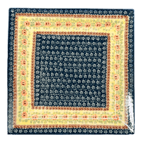 A picture of a Polish Pottery 11.25" Square Dinner Plate (Bountiful Blossoms) | T145S-WKLZ as shown at PolishPotteryOutlet.com/products/1125-square-dinner-plate-bountiful-blossoms