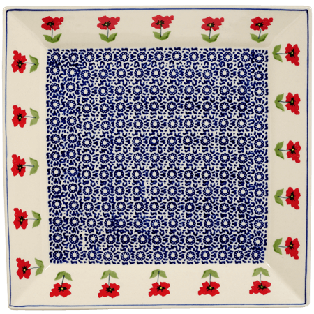 Plate, Square, Dinner, 11.25" Plate in "Poppy Garden" by Manufaktura | T145T-EJ01