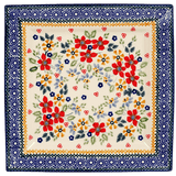 Plate, Square, Salad, 9" in "Ruby Bouquet" by Manufaktura | T146S-DPCS