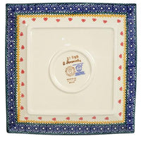 A picture of a Polish Pottery 9" Square Salad Plate (Ruby Bouquet) | T146S-DPCS as shown at PolishPotteryOutlet.com/products/9-square-salad-plate-ruby-bouquet