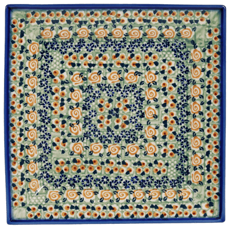 Plate, Square, Salad, 9" in "Perennial Garden" by Manufaktura | T146S-LM