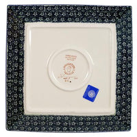A picture of a Polish Pottery 9" Square Salad Plate (Bountiful Blossoms) | T146S-WKLZ as shown at PolishPotteryOutlet.com/products/9-square-salad-plate-bountiful-blossoms