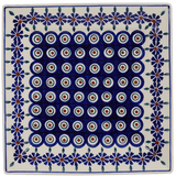 Plate, Square, Salad, 9" in "Floral Peacock" by Manufaktura | T146T-54KK