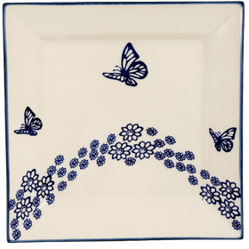 Polish Pottery 9" Square Salad Plate (Butterfly Garden) | T146T-MOT1 Additional Image at PolishPotteryOutlet.com