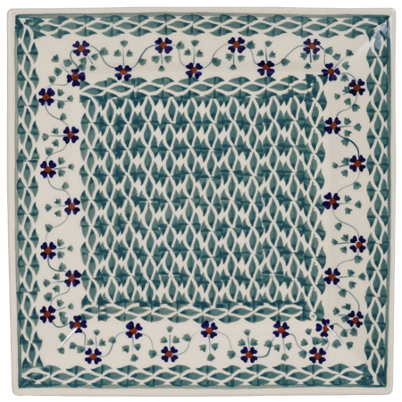 Plate, Square, Salad, 9" in "Woven Pansies" by Manufaktura | T146T-RV