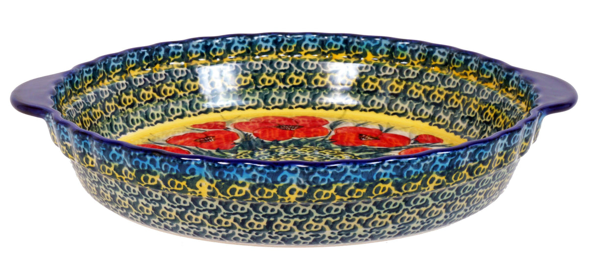 Baker, Round, Pie Plate, Handles, 9.75" in "Poppies in Bloom" by Manufaktura | Z148S-JZ34