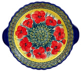 Baker, Round, Pie Plate, Handles, 9.75" in "Poppies in Bloom" by Manufaktura | Z148S-JZ34