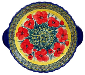 Polish Pottery Pie Plate with Handles (Poppies in Bloom) | Z148S-JZ34 Additional Image at PolishPotteryOutlet.com