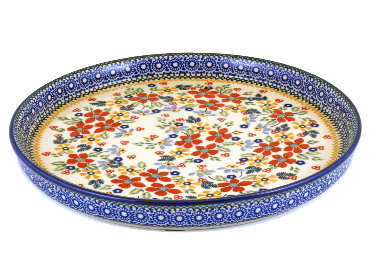 Tray, Round, 10.25" in "Ruby Bouquet" by Manufaktura | T153S-DPCS
