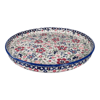 A picture of a Polish Pottery 10.25" Round Tray (Full Bloom) | T153S-EO34 as shown at PolishPotteryOutlet.com/products/round-tray-full-bloom-t153s-eo34