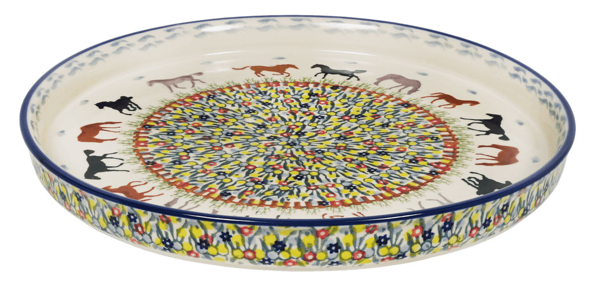 Tray, Round, 10.25" in "Wild Horses" by Manufaktura | T153S-INK1
