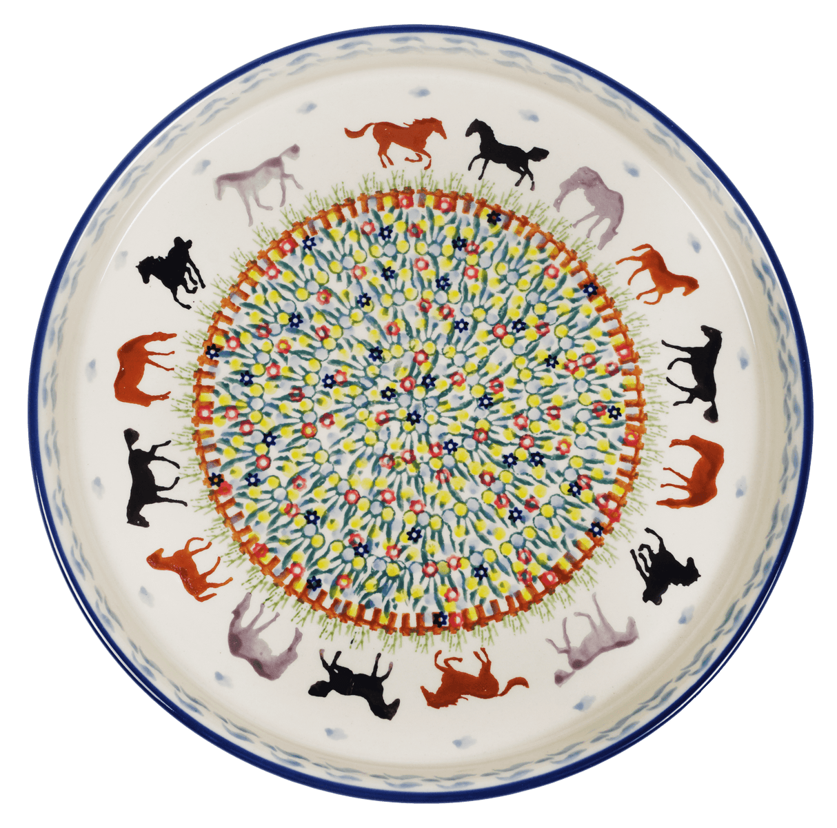 Tray, Round, 10.25" in "Wild Horses" by Manufaktura | T153S-INK1