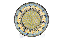 A picture of a Polish Pottery 10.25" Round Tray (Soaring Swallows) | T153S-WK57 as shown at PolishPotteryOutlet.com/products/round-tray-soaring-swallows