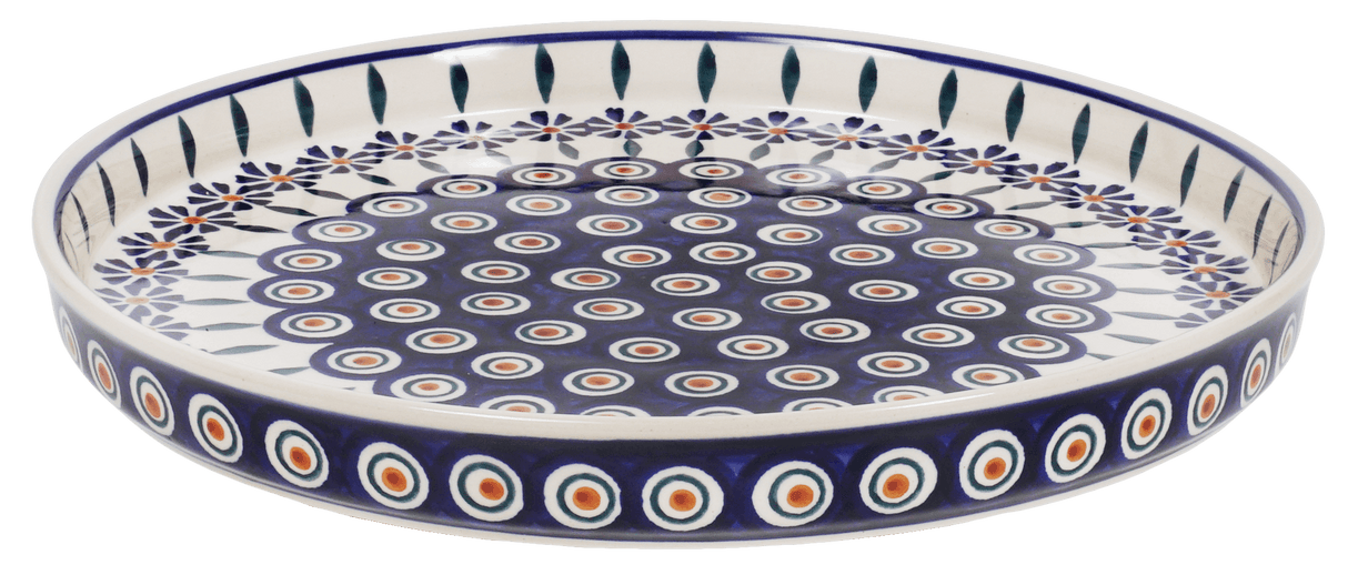 Tray, Round, 10.25" in "Floral Peacock" by Manufaktura | T153T-54KK