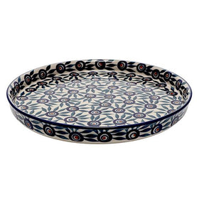 Polish Pottery Tray, Round, 10.25" in "Peacock Parade" by Manufaktura | T153U-AS60 Additional Image at PolishPotteryOutlet.com