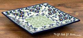 Polish Pottery 7" Square Dessert Plates (Garden Splendor) | T158S-GM11 Additional Image at PolishPotteryOutlet.com