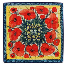 Polish Pottery 7" Square Dessert Plate (Poppies in Bloom) | T158S-JZ34 Additional Image at PolishPotteryOutlet.com