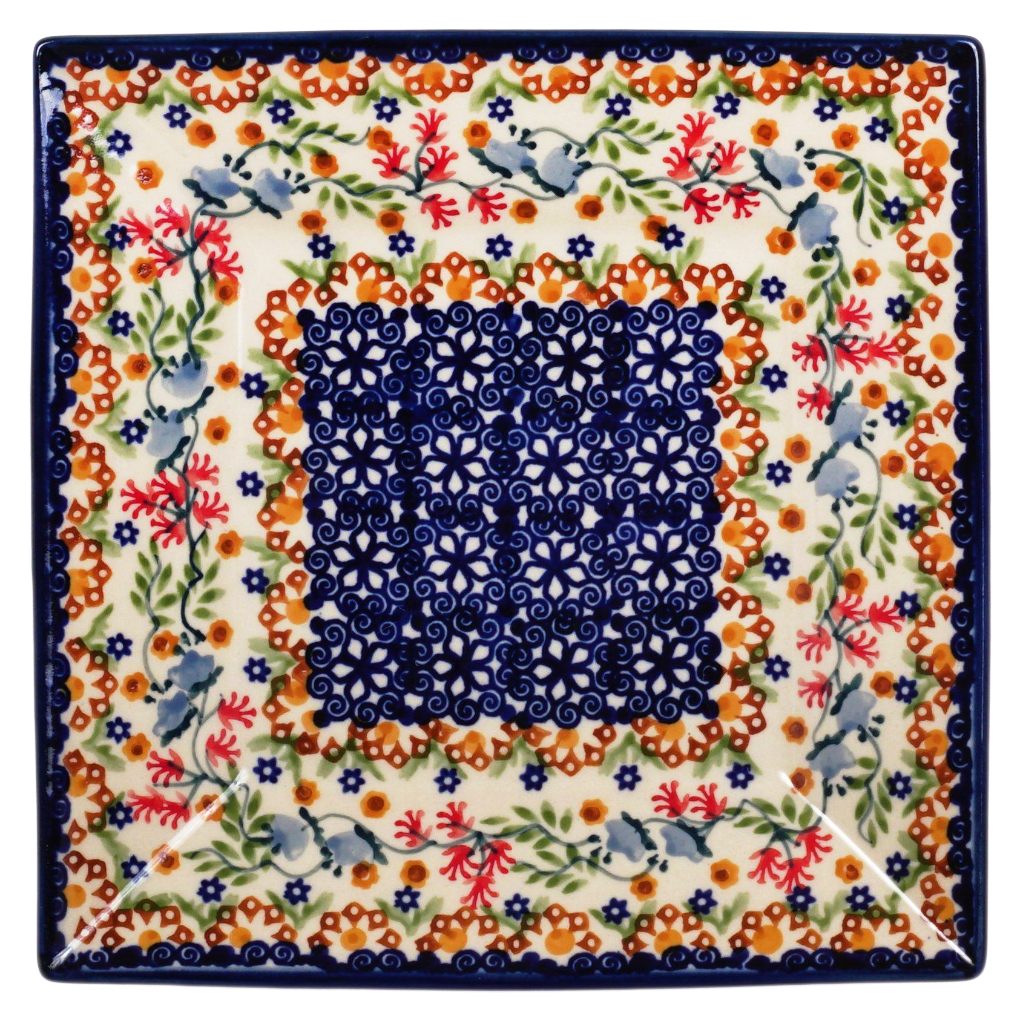 Plate, Square, Dessert, 7" in "Wildflower Delight" by Manufaktura | T158S-P273
