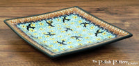 A picture of a Polish Pottery 7" Square Dessert Plate (Capistrano) | T158S-WK59 as shown at PolishPotteryOutlet.com/products/6-square-dessert-plates-capistrano