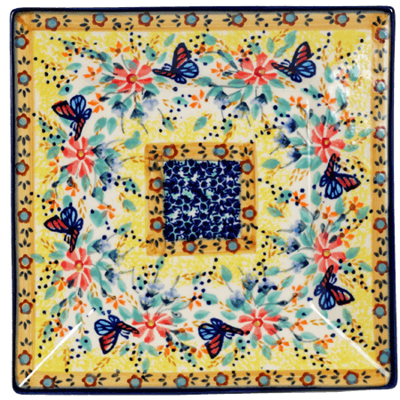 Plate, Square, Dessert, 7" in "Butterfly Bliss" by Manufaktura | T158S-WK73