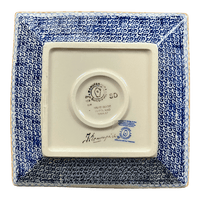 A picture of a Polish Pottery 7" Square Dessert Plate (Brilliant Wreath) | T158S-WK78 as shown at PolishPotteryOutlet.com/products/7-square-dessert-plates-brilliant-wreath-t158s-wk78