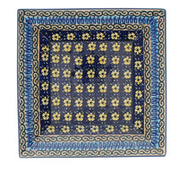 A picture of a Polish Pottery 7" Square Dessert Plate (Floral Formation) | T158S-WKK as shown at PolishPotteryOutlet.com/products/6-square-dessert-plates-floral-formation