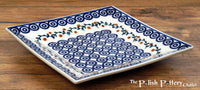 A picture of a Polish Pottery 7" Square Dessert Plates (Roundabout) | T158T-73 as shown at PolishPotteryOutlet.com/products/6-square-dessert-plates-roundabout