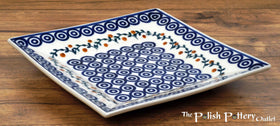 Polish Pottery 7" Square Dessert Plate (Roundabout) | T158T-73 Additional Image at PolishPotteryOutlet.com