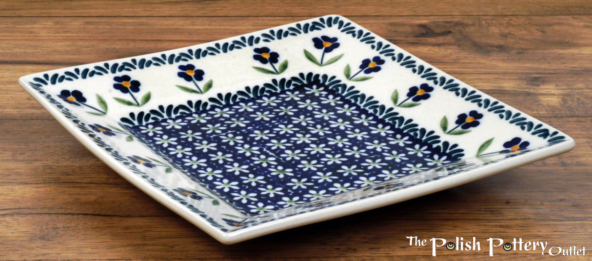 Plate, Square, Dessert, 7" in "Forget Me Not" by Manufaktura | T158T-ASS