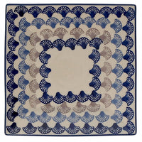 A picture of a Polish Pottery 7" Square Dessert Plate (Fan-Tastic) | T158T-GP18 as shown at PolishPotteryOutlet.com/products/7-square-dessert-plates-fan-tastic