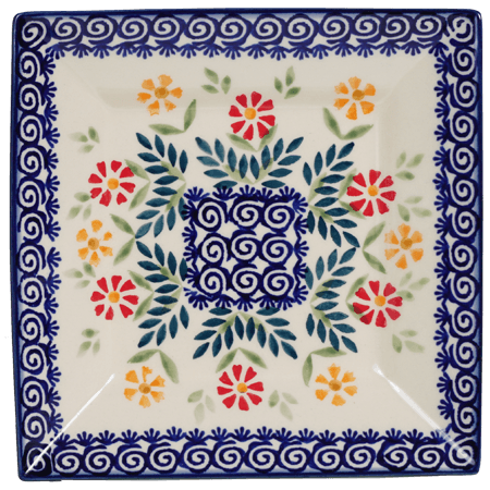 Plate, Square, Dessert, 7" in "Flower Power" by Manufaktura | T158T-JS14
