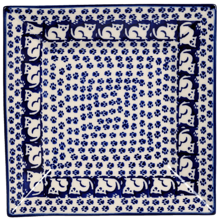 Plate, Square, Dessert, 7" in "Kitty Cat Path" by Manufaktura | T158T-KOT6