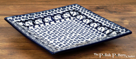 Plate, Square, Dessert, 7" in "Kitty Cat Path" by Manufaktura | T158T-KOT6