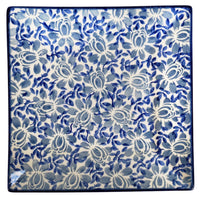 A picture of a Polish Pottery 7" Square Dessert Plate (English Blue) | T158U-AS53 as shown at PolishPotteryOutlet.com/products/7-square-dessert-plates-english-blue