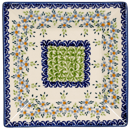 Plate, Square, Dessert, 7" in "Garden Stroll" by Manufaktura | T158U-P316