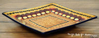 A picture of a Polish Pottery 7" Square Dessert Plate (Desert Sunrise) | T158U-KLJ as shown at PolishPotteryOutlet.com/products/6-square-dessert-plates-desert-sunrise