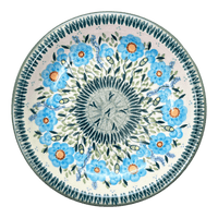 A picture of a Polish Pottery 9.25" Pasta Bowl (Baby Blue Blossoms) | T159S-JS49 as shown at PolishPotteryOutlet.com/products/9-25-pasta-bowl-baby-blue-blossoms-t159s-js49