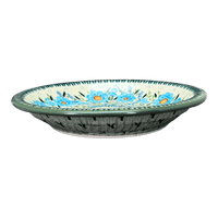 A picture of a Polish Pottery 9.25" Pasta Bowl (Baby Blue Blossoms) | T159S-JS49 as shown at PolishPotteryOutlet.com/products/9-25-pasta-bowl-baby-blue-blossoms-t159s-js49