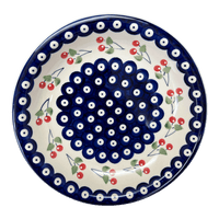 A picture of a Polish Pottery 9.25" Pasta Bowl (Cherry Dot) | T159T-70WI as shown at PolishPotteryOutlet.com/products/9-25-pasta-bowl-cherry-dot-t159t-70wi