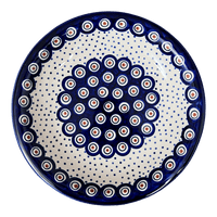 A picture of a Polish Pottery 9.25" Pasta Bowl (Peacock Dot) | T159U-54K as shown at PolishPotteryOutlet.com/products/9-25-pasta-bowl-peacock-dot-t159u-54k