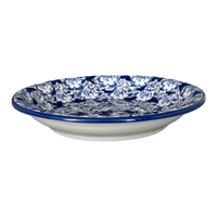 A picture of a Polish Pottery 9.25" Pasta Bowl (Dusty Blue Butterflies) | T159U-AS56 as shown at PolishPotteryOutlet.com/products/9-25-pasta-bowl-dusty-blue-butterflies-t159u-as56