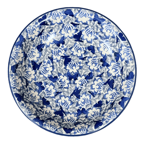Bowl, Round, Pasta, 9.25" Bowl in "Dusty Blue Butterflies" by Manufaktura | T159U-AS56