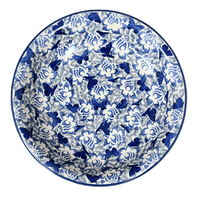 Polish Pottery 9.25" Pasta Bowl (Dusty Blue Butterflies) | T159U-AS56 Additional Image at PolishPotteryOutlet.com