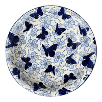 A picture of a Polish Pottery Bowl, Round, Pasta, 9.25" Bowl in "Blue Butterfly" by Manufaktura | T159U-AS58 as shown at PolishPotteryOutlet.com/products/9-25-pasta-bowl-blue-butterfly-t159u-as58